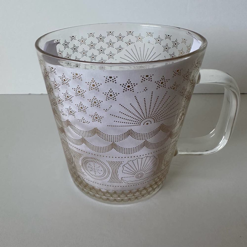 Starbucks 2017 Golden Sea Pattern Anniversary Collection Coffee Glass Mug - Picture 6 of 10